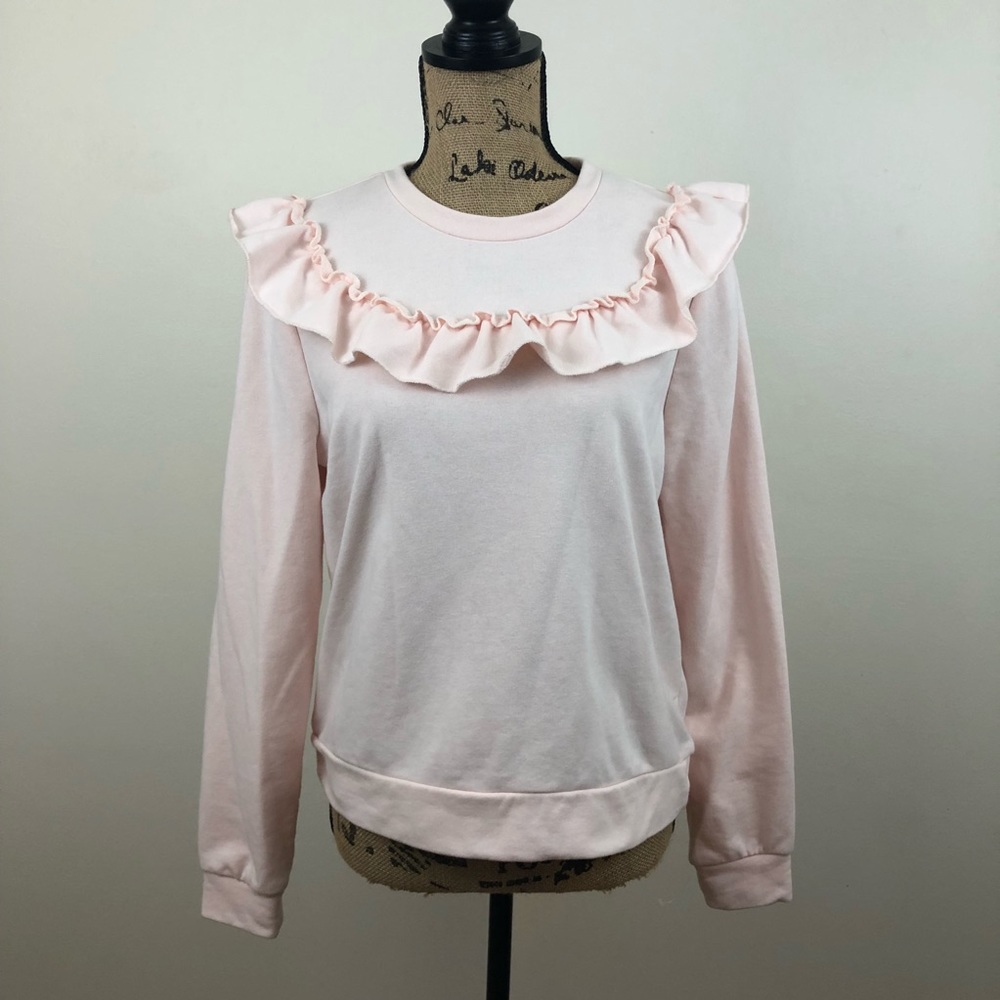 H&M PINK RUFFLE SWEATER - Picture 2 of 8